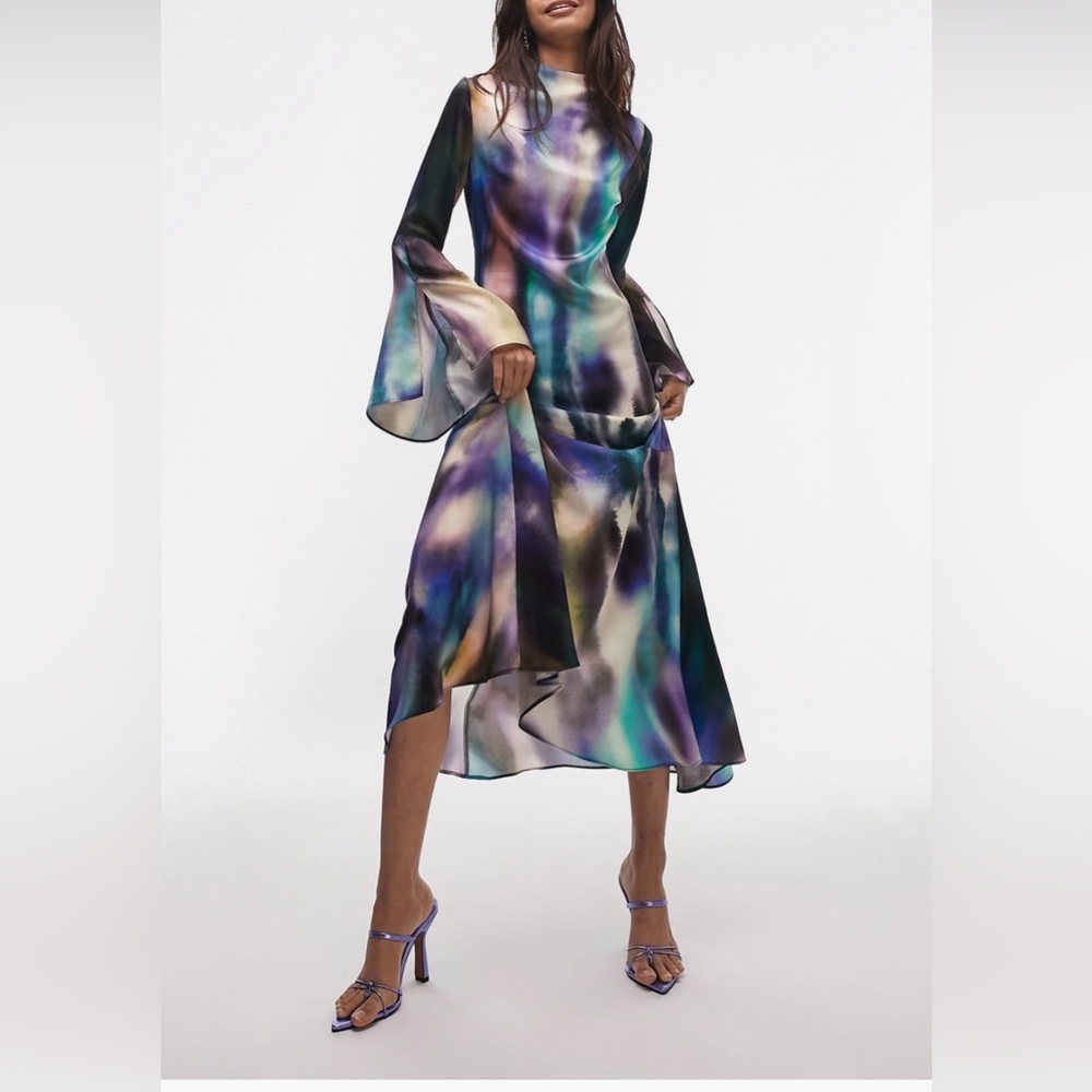 Topshop Multicolor Long Sleeve Dress